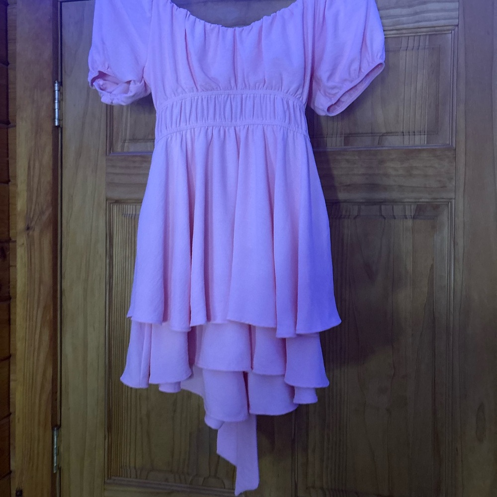 Charming Pink Off-Shoulder Dress - Picture 7 of 10